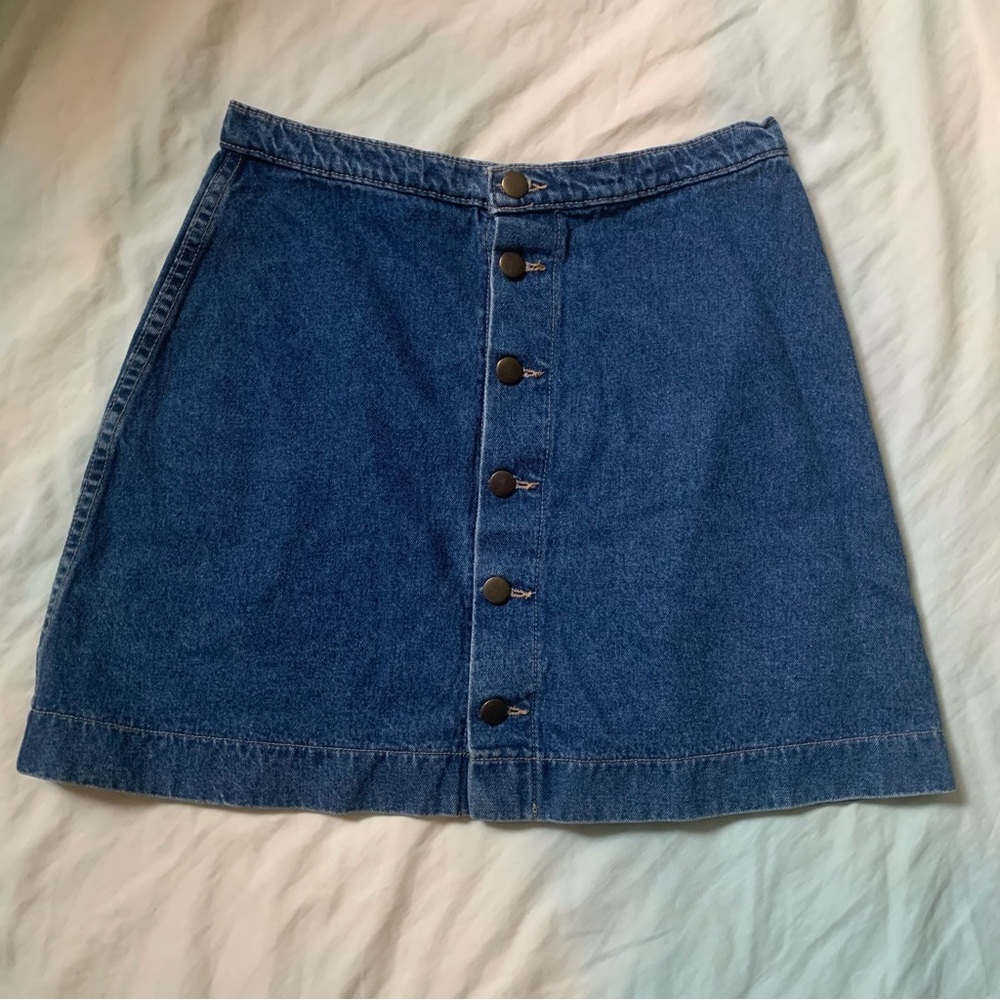 American Apparel Button-Down High Waisted Blue Denim Skirt
